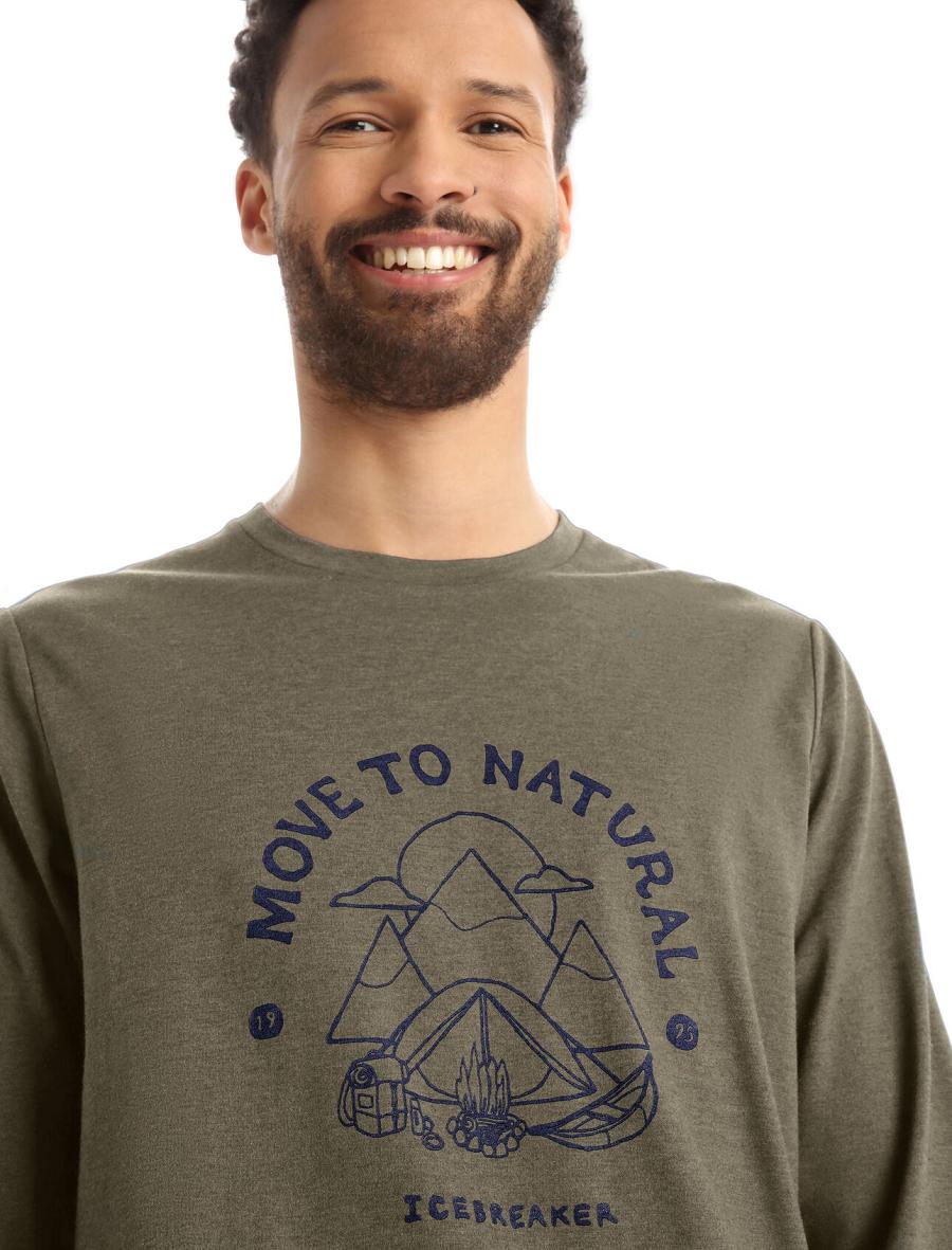 Loden Men's Icebreaker Merino Central Classic T-Shirt Canopy Camper Long Sleeve | USA 1225DFMN